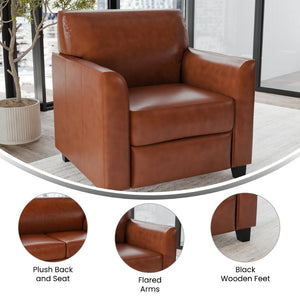 English Elm HERCULES Diplomat Series LeatherSoft Chair - Stylish Comfort for Offices, Waiting Rooms, and Homes Cognac BT-827-1-CG-GG
