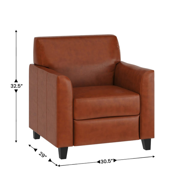 English Elm HERCULES Diplomat Series LeatherSoft Chair - Stylish Comfort for Offices, Waiting Rooms, and Homes Cognac BT-827-1-CG-GG