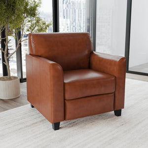 English Elm HERCULES Diplomat Series LeatherSoft Chair - Stylish Comfort for Offices, Waiting Rooms, and Homes Cognac BT-827-1-CG-GG