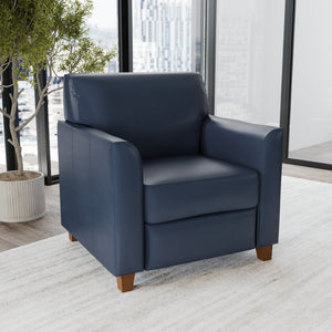 English Elm HERCULES Diplomat Series Navy LeatherSoft Chair - Stylish Comfort for Modern Offices & Lounges BT-827-1-NVY-GG
