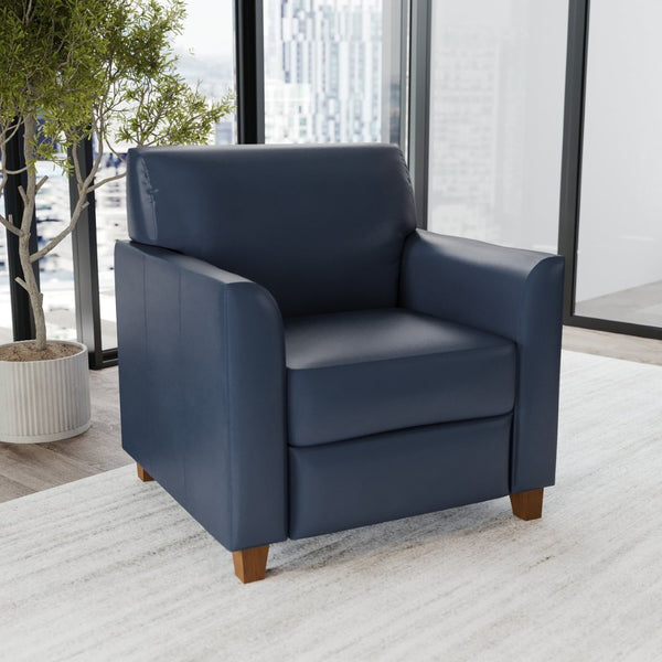 English Elm HERCULES Diplomat Series Navy LeatherSoft Chair - Stylish Comfort for Modern Offices & Lounges BT-827-1-NVY-GG