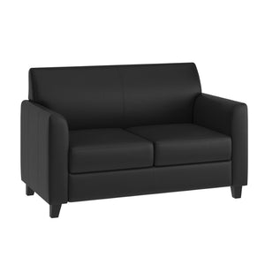 English Elm HERCULES Diplomat Series LeatherSoft Loveseat – Stylish Comfort for Modern Offices and Homes Black BT-827-2-BK-GG