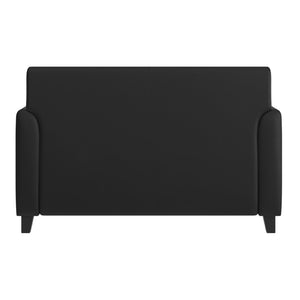 English Elm HERCULES Diplomat Series LeatherSoft Loveseat – Stylish Comfort for Modern Offices and Homes Black BT-827-2-BK-GG
