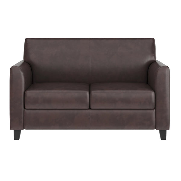 English Elm HERCULES Diplomat Series LeatherSoft Loveseat – Stylish Comfort for Modern Offices and Homes Brown BT-827-2-BN-GG