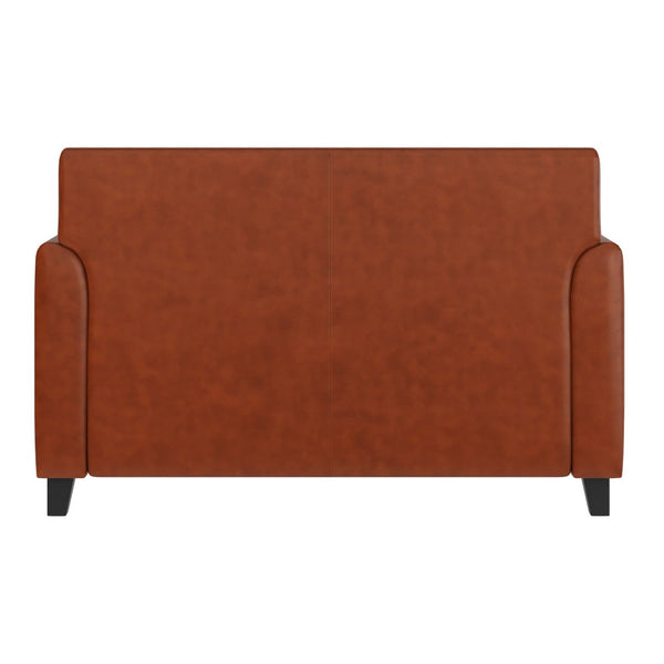 English Elm HERCULES Diplomat Series LeatherSoft Loveseat – Stylish Comfort for Modern Offices and Homes Cognac BT-827-2-CG-GG