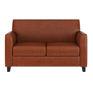 English Elm HERCULES Diplomat Series LeatherSoft Loveseat – Stylish Comfort for Modern Offices and Homes Cognac BT-827-2-CG-GG