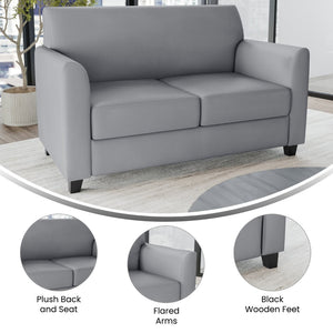 English Elm HERCULES Diplomat Series LeatherSoft Loveseat – Stylish Comfort for Modern Offices and Homes Gray BT-827-2-GY-GG