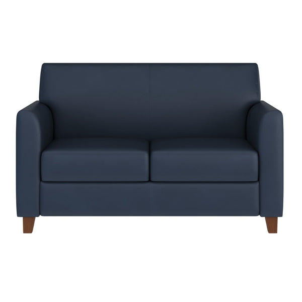 English Elm HERCULES Diplomat Series Navy LeatherSoft Loveseat - Modern Comfort for Offices & Lobbies, 52"W BT-827-2-NVY-GG