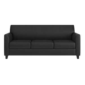 English Elm HERCULES Diplomat Series Modern LeatherSoft Sofa for Stylish Reception Areas and Executive Offices Black BT-827-3-BK-GG