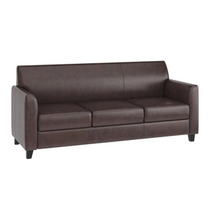 English Elm HERCULES Diplomat Series Modern LeatherSoft Sofa for Stylish Reception Areas and Executive Offices Brown BT-827-3-BN-GG