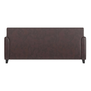 English Elm HERCULES Diplomat Series Modern LeatherSoft Sofa for Stylish Reception Areas and Executive Offices Brown BT-827-3-BN-GG
