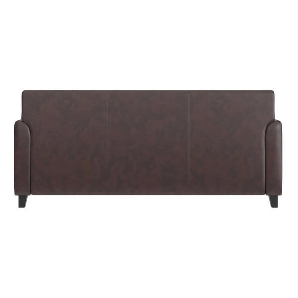 English Elm HERCULES Diplomat Series Modern LeatherSoft Sofa for Stylish Reception Areas and Executive Offices Brown BT-827-3-BN-GG