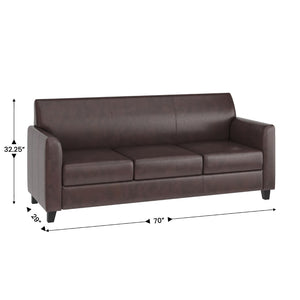 English Elm HERCULES Diplomat Series Modern LeatherSoft Sofa for Stylish Reception Areas and Executive Offices Brown BT-827-3-BN-GG