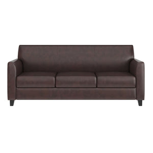 English Elm HERCULES Diplomat Series Modern LeatherSoft Sofa for Stylish Reception Areas and Executive Offices Brown BT-827-3-BN-GG