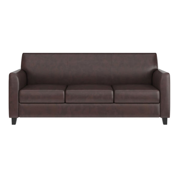 English Elm HERCULES Diplomat Series Modern LeatherSoft Sofa for Stylish Reception Areas and Executive Offices Brown BT-827-3-BN-GG