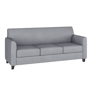 English Elm HERCULES Diplomat Series Modern LeatherSoft Sofa for Stylish Reception Areas and Executive Offices Gray BT-827-3-GY-GG