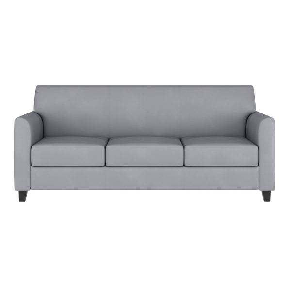 English Elm HERCULES Diplomat Series Modern LeatherSoft Sofa for Stylish Reception Areas and Executive Offices Gray BT-827-3-GY-GG