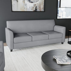 English Elm HERCULES Diplomat Series Modern LeatherSoft Sofa for Stylish Reception Areas and Executive Offices Gray BT-827-3-GY-GG