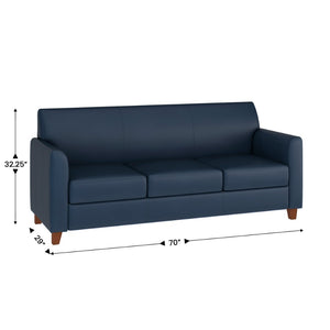 English Elm HERCULES Diplomat Navy LeatherSoft Sofa - Stylish Comfort for Offices & Modern Home Spaces BT-827-3-NVY-GG