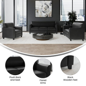 English Elm HERCULES Diplomat Series Reception Set – Contemporary LeatherSoft Seating for Modern Offices & Lobbies Black BT-827-SET-BK-GG