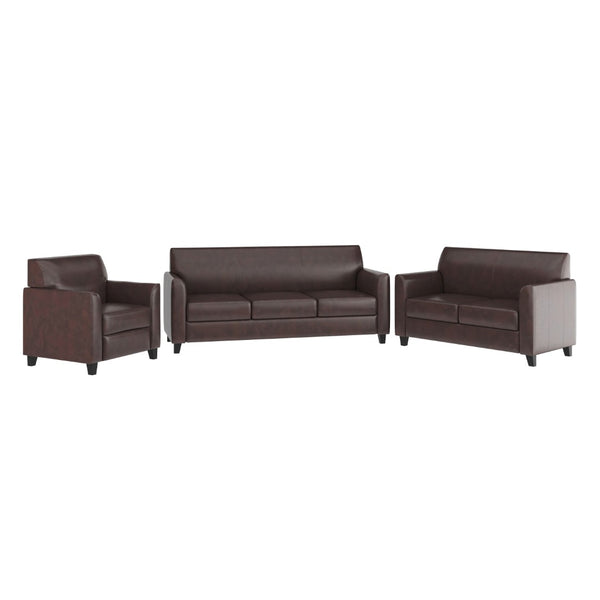 English Elm HERCULES Diplomat Series Reception Set – Contemporary LeatherSoft Seating for Modern Offices & Lobbies Brown BT-827-SET-BN-GG