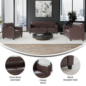 English Elm HERCULES Diplomat Series Reception Set – Contemporary LeatherSoft Seating for Modern Offices & Lobbies Brown BT-827-SET-BN-GG