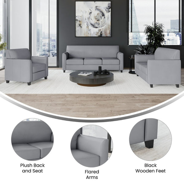 English Elm HERCULES Diplomat Series Reception Set – Contemporary LeatherSoft Seating for Modern Offices & Lobbies Gray BT-827-SET-GY-GG