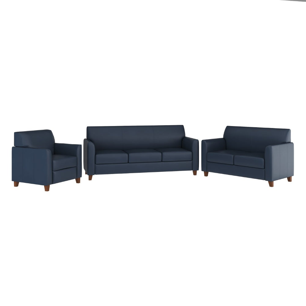 English Elm HERCULES Diplomat Series Navy LeatherSoft Reception Set - Stylish Comfort for Offices & Lobbies BT-827-SET-NVY-GG