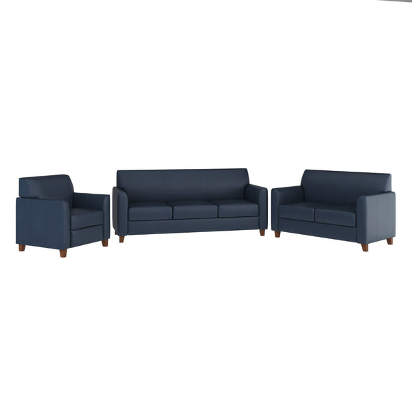 English Elm HERCULES Diplomat Series Navy LeatherSoft Reception Set - Stylish Comfort for Offices & Lobbies BT-827-SET-NVY-GG