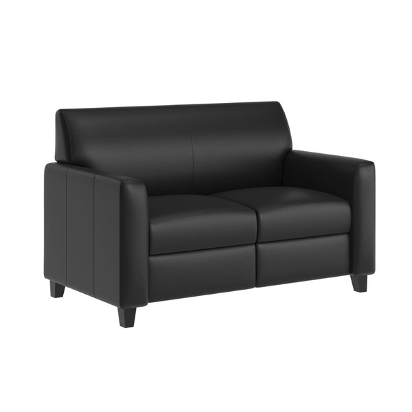 English Elm Agent Black LeatherSoft Loveseat with Charging Bank & Outlets - Modern Comfort for Reception Areas BT-827U-2-BK-GG