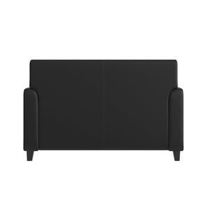 English Elm Agent Black LeatherSoft Loveseat with Charging Bank & Outlets - Modern Comfort for Reception Areas BT-827U-2-BK-GG