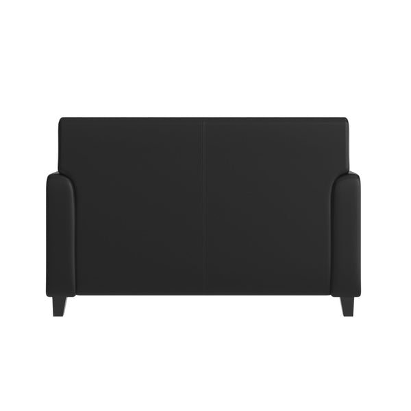 English Elm Agent Black LeatherSoft Loveseat with Charging Bank & Outlets - Modern Comfort for Reception Areas BT-827U-2-BK-GG