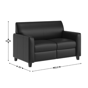 English Elm Agent Black LeatherSoft Loveseat with Charging Bank & Outlets - Modern Comfort for Reception Areas BT-827U-2-BK-GG