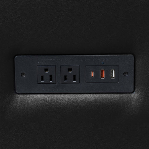 English Elm Agent Black LeatherSoft Loveseat with Charging Bank & Outlets - Modern Comfort for Reception Areas BT-827U-2-BK-GG