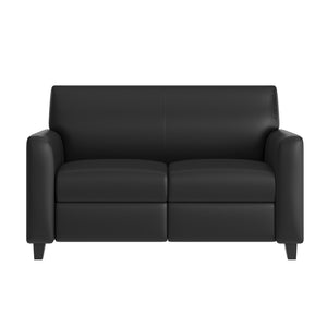 English Elm Agent Black LeatherSoft Loveseat with Charging Bank & Outlets - Modern Comfort for Reception Areas BT-827U-2-BK-GG