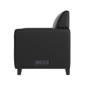 English Elm Agent Black LeatherSoft Loveseat with Charging Bank & Outlets - Modern Comfort for Reception Areas BT-827U-2-BK-GG