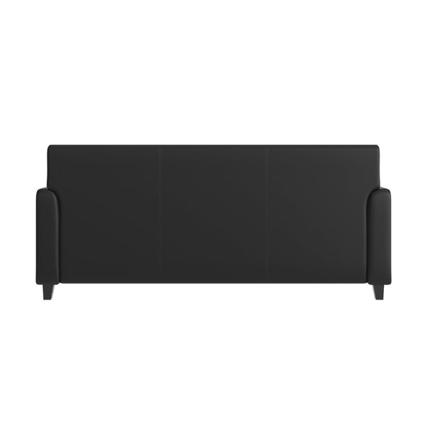 English Elm Agent Black LeatherSoft Reception Sofa with Charging Stations, Stylish Design for Modern Offices BT-827U-3-BK-GG