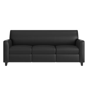 English Elm Agent Black LeatherSoft Reception Sofa with Charging Stations, Stylish Design for Modern Offices BT-827U-3-BK-GG