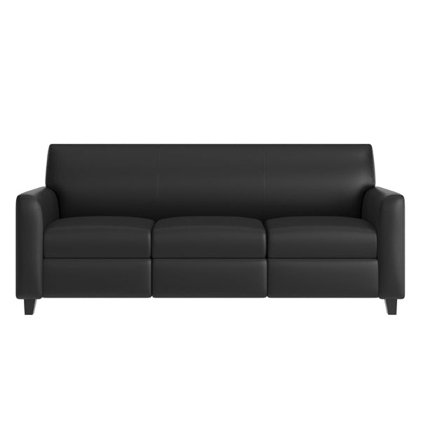English Elm Agent Black LeatherSoft Reception Sofa with Charging Stations, Stylish Design for Modern Offices BT-827U-3-BK-GG