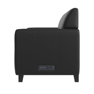 English Elm Agent Black LeatherSoft Reception Sofa with Charging Stations, Stylish Design for Modern Offices BT-827U-3-BK-GG