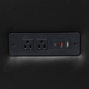 English Elm Agent 3 Piece Reception Set with Charging Ports, Plush Black LeatherSoft & Solid Wood Legs for Comfort BT-827U-SET-BLK-GG