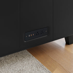 English Elm Agent 3 Piece Reception Set with Charging Ports, Plush Black LeatherSoft & Solid Wood Legs for Comfort BT-827U-SET-BLK-GG