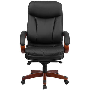 English Elm Hansel High Back Ergonomic Executive Office Chair - Luxurious Black LeatherSoft with Mahogany Accents BT-90171H-S-GG