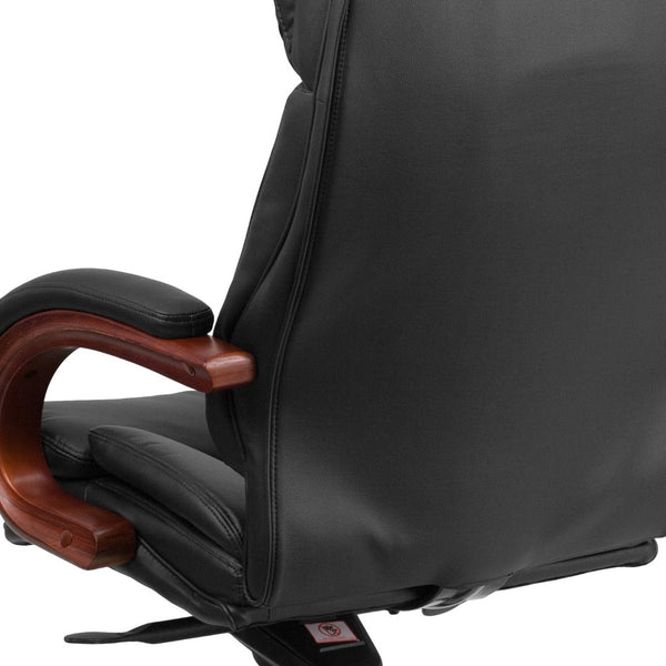 English Elm Hansel High Back Ergonomic Executive Office Chair - Luxurious Black LeatherSoft with Mahogany Accents BT-90171H-S-GG