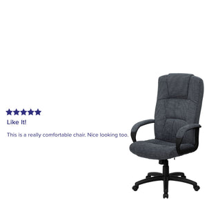 English Elm Rochelle High Back Gray Fabric Executive Office Chair - Ergonomic Comfort & Full Mobility Features! BT-9022-BK-GG