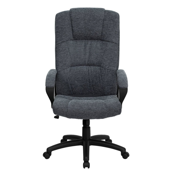 English Elm Rochelle High Back Gray Fabric Executive Office Chair - Ergonomic Comfort & Full Mobility Features! BT-9022-BK-GG