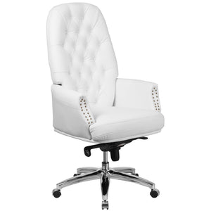English Elm Hansel High Back Executive Swivel Chair - Elegant White LeatherSoft, Ergonomic Comfort & Style BT-90269H-WH-GG