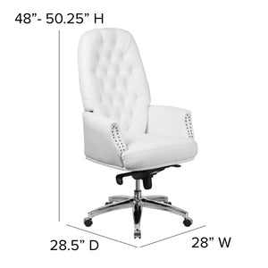 English Elm Hansel High Back Executive Swivel Chair - Elegant White LeatherSoft, Ergonomic Comfort & Style BT-90269H-WH-GG
