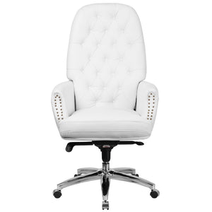 English Elm Hansel High Back Executive Swivel Chair - Elegant White LeatherSoft, Ergonomic Comfort & Style BT-90269H-WH-GG
