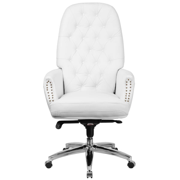 English Elm Hansel High Back Executive Swivel Chair - Elegant White LeatherSoft, Ergonomic Comfort & Style BT-90269H-WH-GG